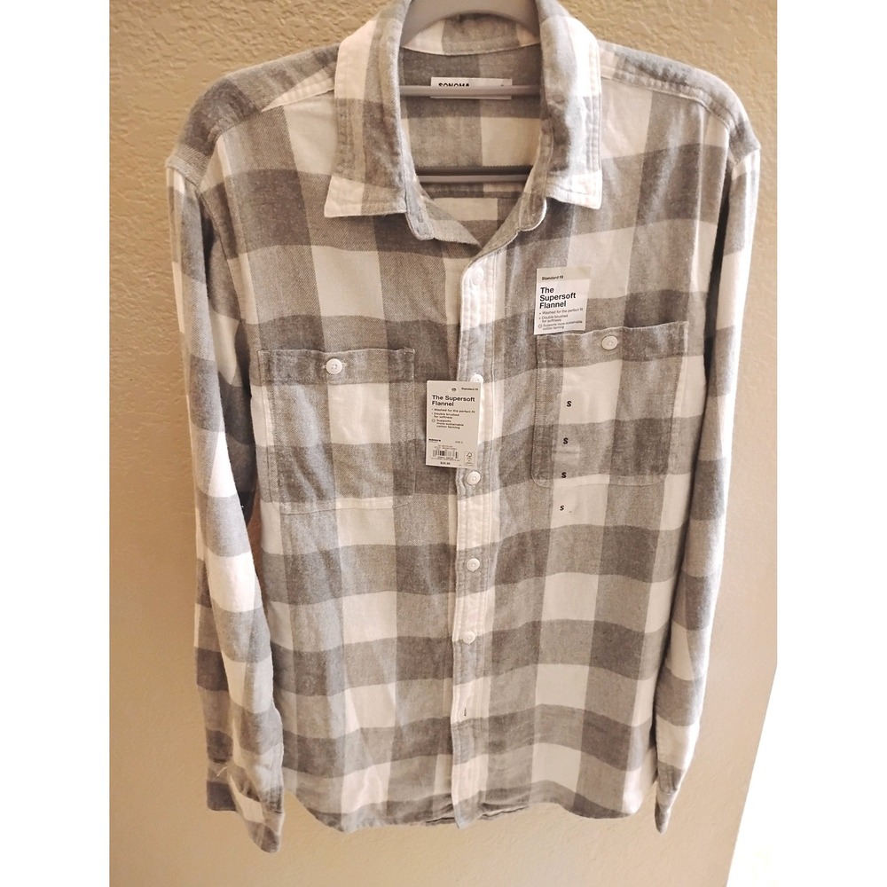 ★ NWT Sonoma the Supersoft flannel gray buffalo check  cottagecore Cabincore